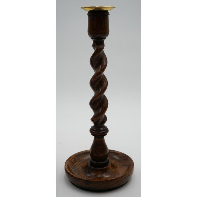 English Early Victorian Oak Barley Twist Candleholders, Set of 2 For Sale - Image 9 of 10