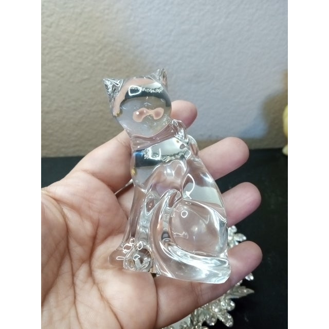 American 1980s Exquisite Signed Steuben Ny Sitting Cat Figurine For Sale - Image 3 of 6
