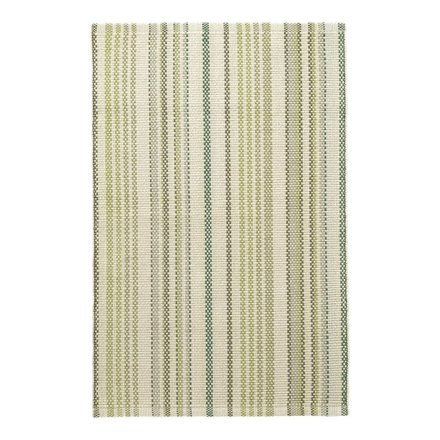 Dash & Albert by Annie Selke Oslo Stripe Green Woven Cotton Rug, 10' x 14' For Sale