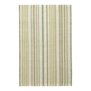 Dash & Albert by Annie Selke Oslo Stripe Green Woven Cotton Rug, 9' 6" x 13' 6" For Sale