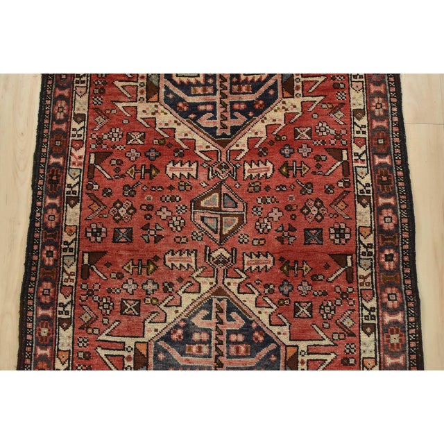 1970s Karajeh Runner 3’2” X 10’2” Red Wool Semi-Antique Tribal Hand-Knotted Rug For Sale - Image 5 of 15