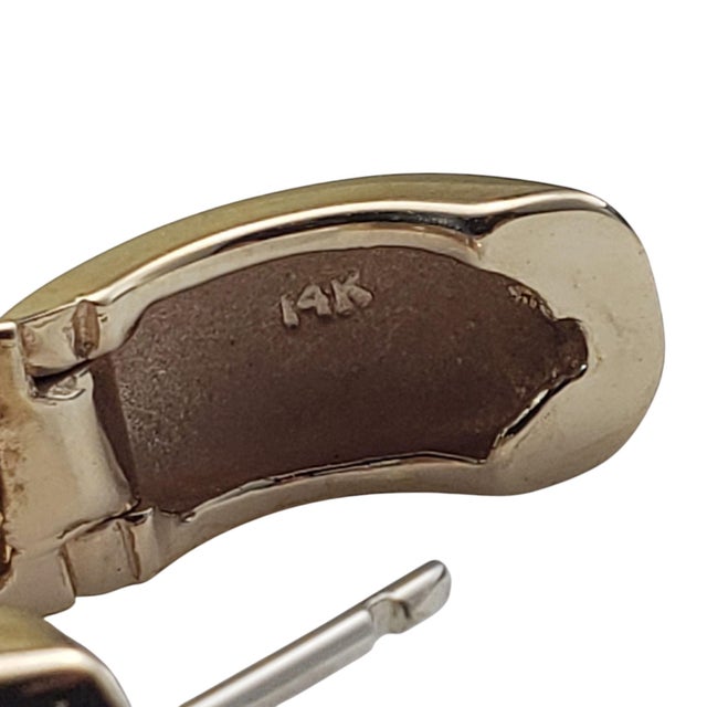 Metal Mid 20th Century 14 Karat Yellow Gold and Diamond Chunky Huggie Hoop Earrings, Set of 2 For Sale - Image 7 of 7