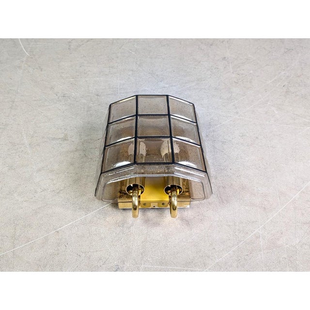 Brutalist Double Wall Light in Glass from Glashütte Limburg For Sale - Image 4 of 8