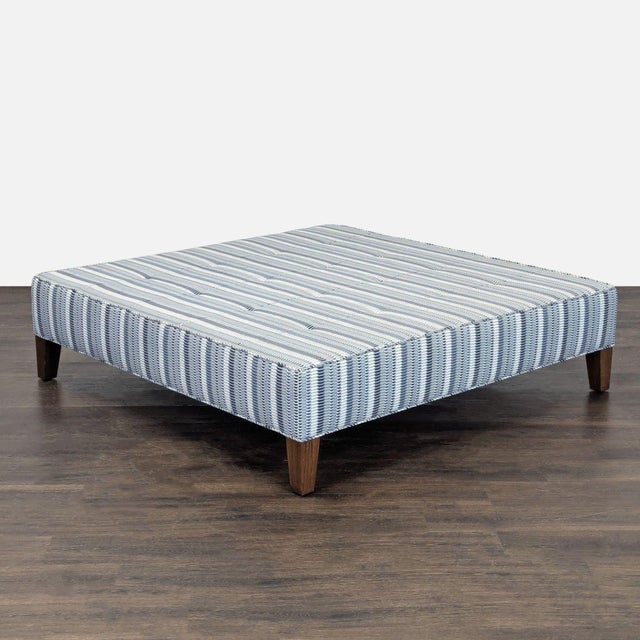 Modern Nathan Anthony Lucca Striped Blue Rectangular Ottoman Bench For Sale - Image 3 of 5