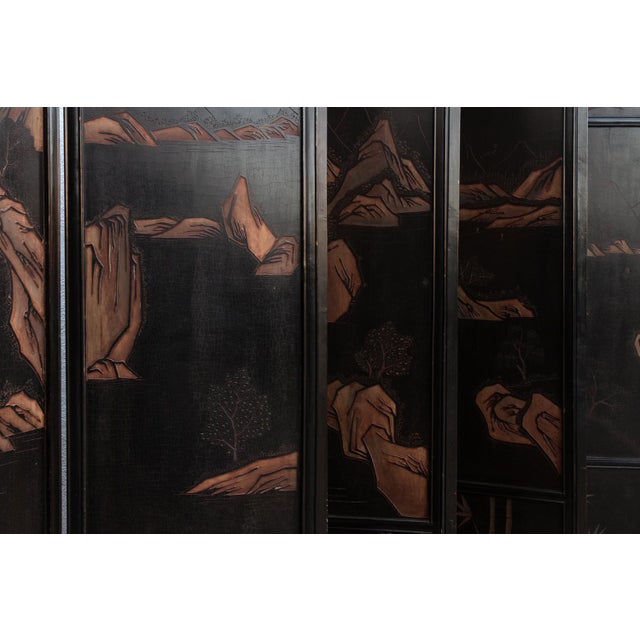 Monumental Black & Gold 10-Panel Coromandel Screen For Sale - Image 12 of 15