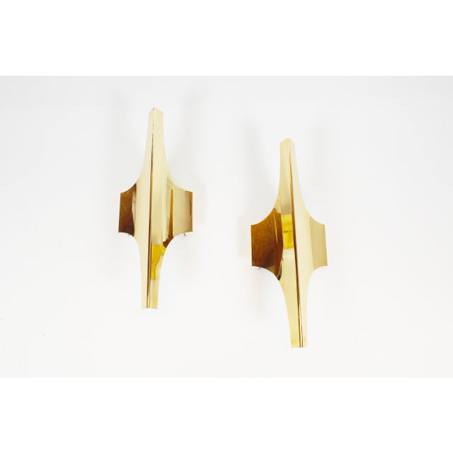 Set of space age lamps by Doria Leuchten, less common variant in brass. Both in very good condition with signs of age....