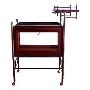 Early 20th Century Antique Mahogany & Brass Bar Cart For Sale