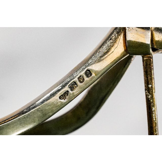 Green Vintage Garrard & Co. English Sterling Silver Gilt Equestrian Horse Riding Spur Desk Marble Paperweight Luxury Home Decor For Sale - Image 8 of 16