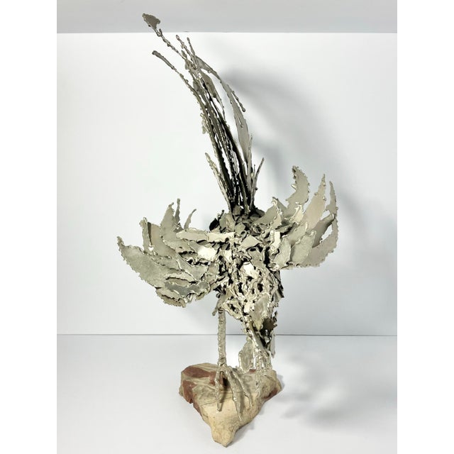 Silver 1960s Mid-Century Vintage Large Rooster Chicken Silver Metal Art Sculpture For Sale - Image 8 of 12