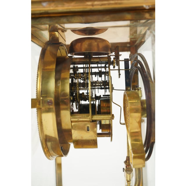 Early 20th Century Wm. L. Gilbert Crystal Regulator Carriage Clock, Antique Brass For Sale - Image 5 of 9