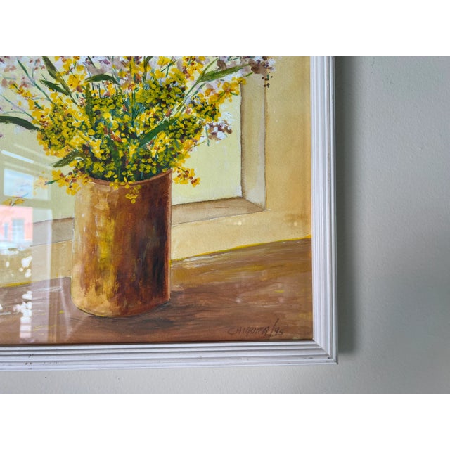 90's Vintage Still Life Oil - Watercolor Painting, Signed For Sale - Image 10 of 12