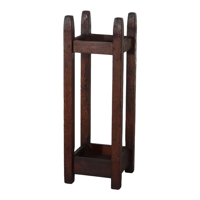 Antique Gustave Stickley Arts & Crafts Mission Oak Umbrella Stand C1910 For Sale