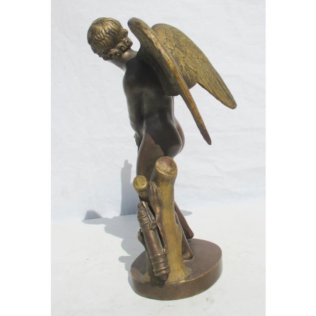 Figurative Mid 19th Century Grand Tour Eros Stringing His Bow Figurine Credited to Lysippos 4th Century For Sale - Image 3 of 11