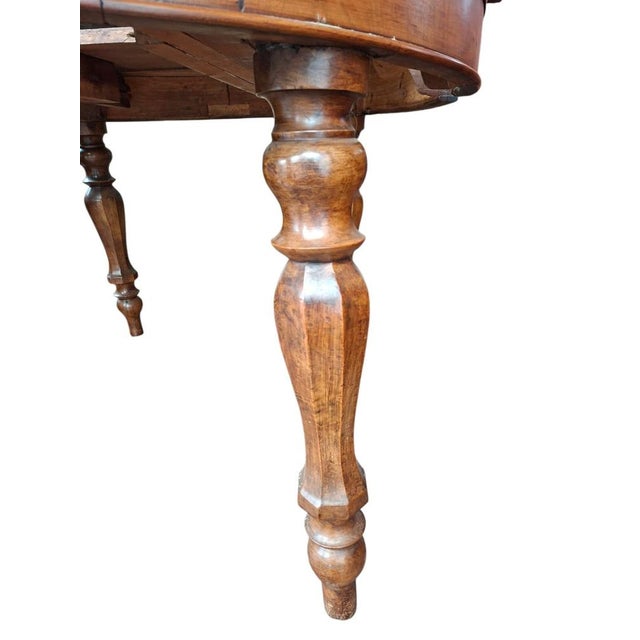 Brown Antique Round Extendable Table in Wood, 1850 For Sale - Image 8 of 11