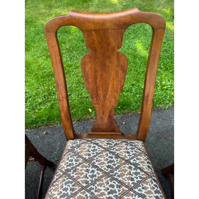 Set of 6 Solid Mahogany Queen Anne Style Dining Chairs Early 20th Century For Sale - Image 10 of 17