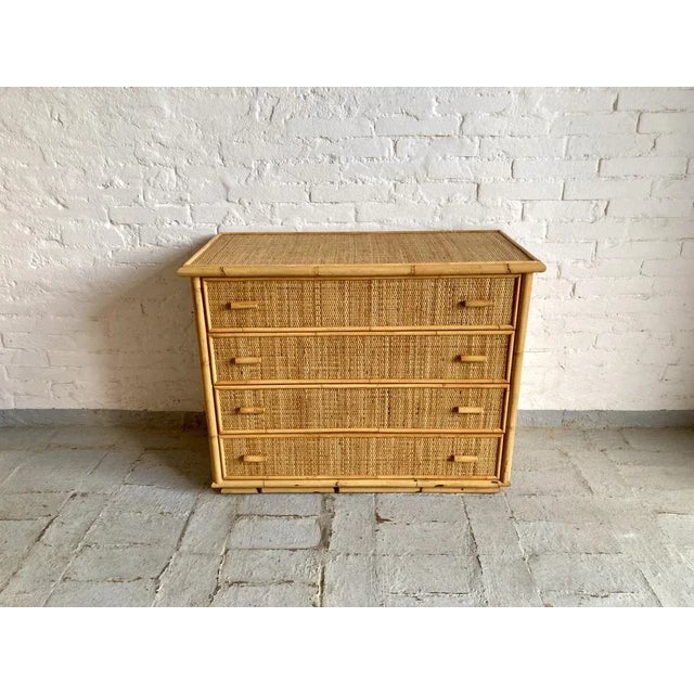 Italian Wicker and Rattan Chest of Drawers, 1970s For Sale - Image 3 of 14