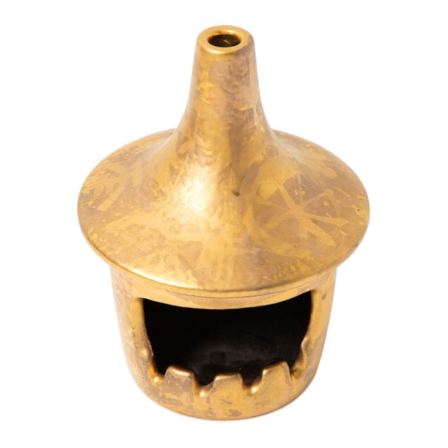 Sascha Brastoff Gold Ceramic Chimney Ashtray For Sale In Seattle - Image 6 of 8