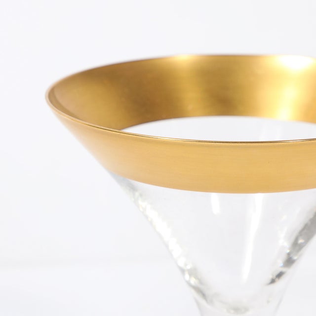 Set of 12 Mid-Century Modernist Gilt Rimmed Martini Glasses by Dorothy Thorpe For Sale - Image 13 of 18