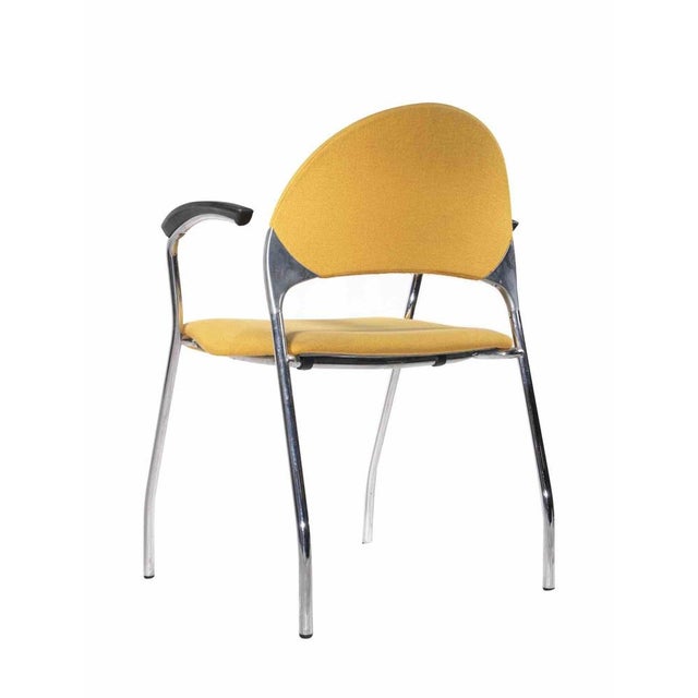 Yellow vintage chairs is an original design furniture realized in the 1970s. The set is composed by six chairs with yellow...