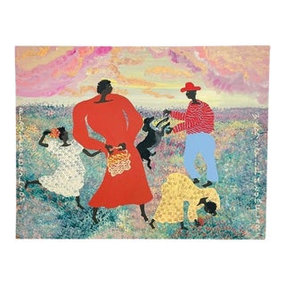 Folk Art Painting by Black Joe Jackson, Titled "We Be Pickn Sum Flars" Us 1960's For Sale