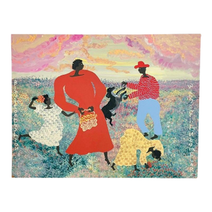 Folk Art Painting by Black Joe Jackson, Titled "We Be Pickn Sum Flars" Us 1960's