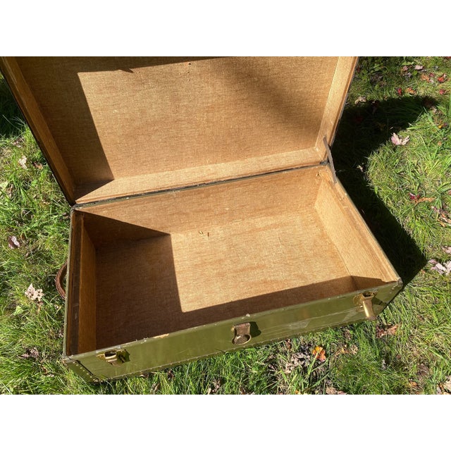 Green Vintage Travel Trunk For Sale - Image 8 of 11