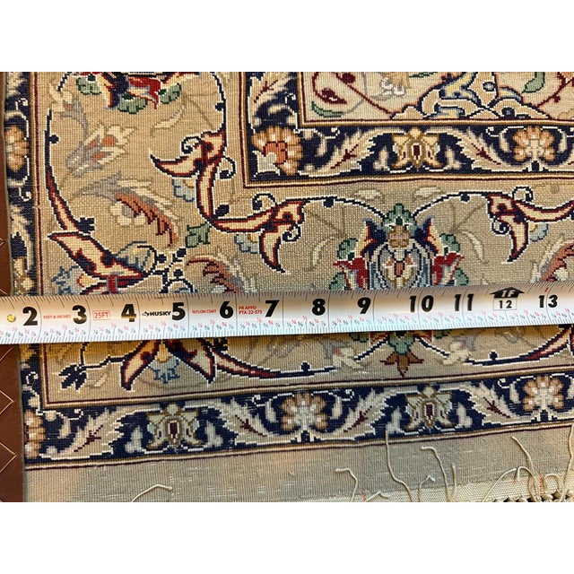 1970s Vintage Super Quality Silk & Wool on SilK 500 Kpsi Signed Persian Isfahan Rug For Sale - Image 5 of 6