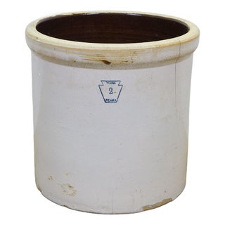 Primitive Antique Old York Pottery Early Pfaltzgraff 2 Gallon Stoneware Crock For Sale