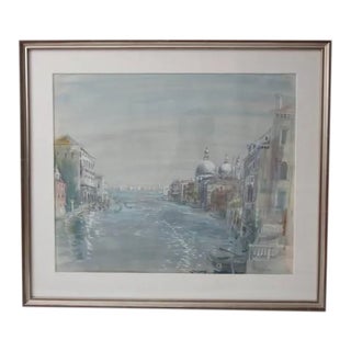 Early 20th Century Cecil Beaton Grand Canal of Venice Watercolor Painting For Sale