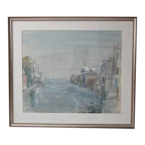 Early 20th Century Cecil Beaton Grand Canal of Venice Watercolor Painting For Sale