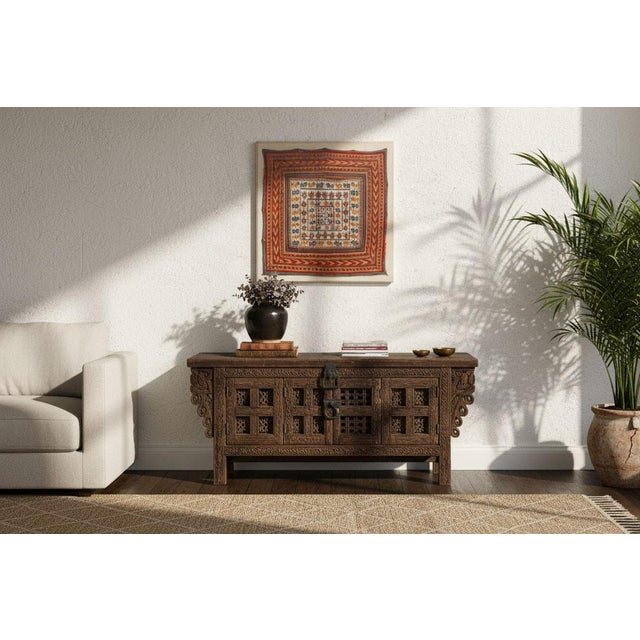 Textile Framed Antique Figural Ceremonial Textile For Sale - Image 7 of 7