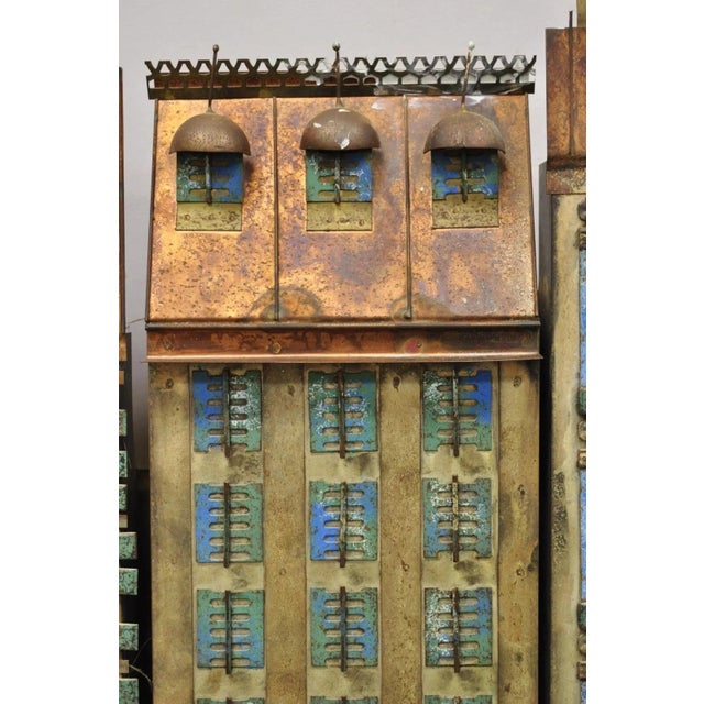 Curtis Jere Mid Century Modern Large Mixed Metal Copenhagen City Wall Sculpture For Sale - Image 12 of 12
