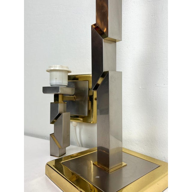 Skyscraper Brass and Chrome Table Lamp & Wall Lamp, 1970s, Set of 2 For Sale - Image 14 of 16