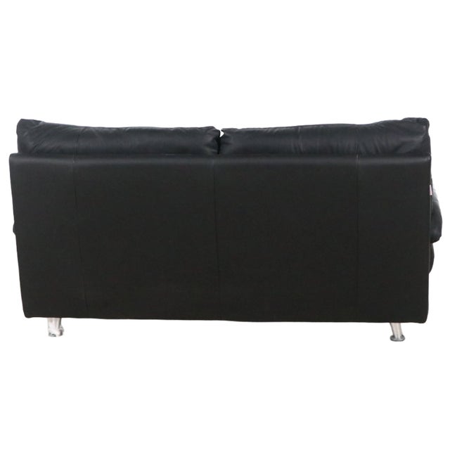 Nicoletti Black Modern Leather Loveseat For Sale - Image 10 of 11