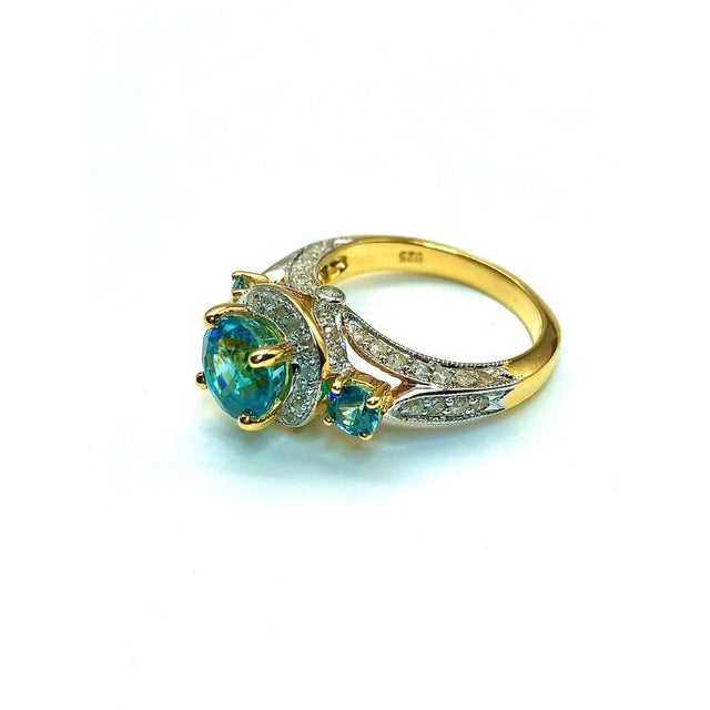 Bochic "Capri" Vintage Cambodian Zirconia & Diamond Ring Set In 18K Gold & Silver For Sale - Image 12 of 18