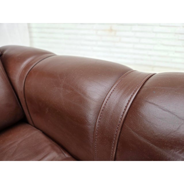 Danish Armchair in Brown Furniture Leather, 1970s For Sale - Image 12 of 18