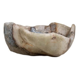 Mid 20th Century Brazil Light Gray Agate Decorative Bowl For Sale