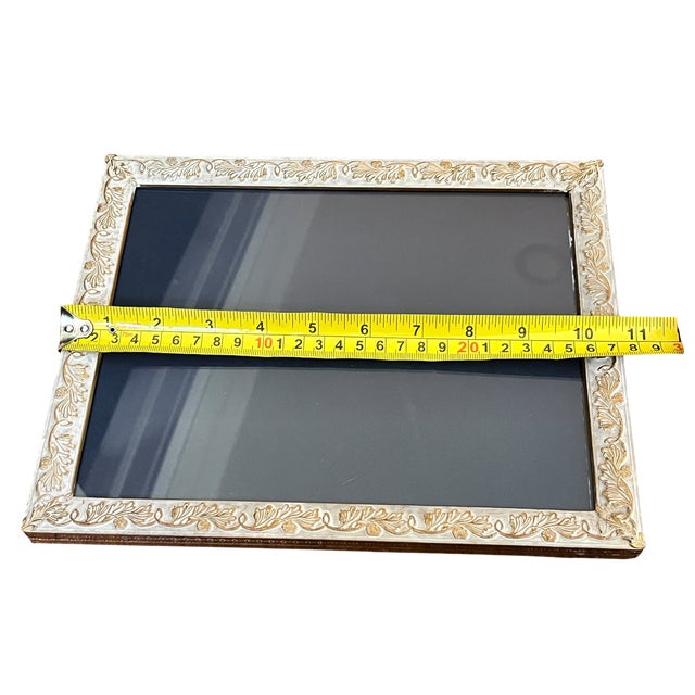 Vintage Large Ivory & Gold Brass Picture Frame With Embossed Acanthus Leaf Motif – 8" X 10" For Sale - Image 11 of 11