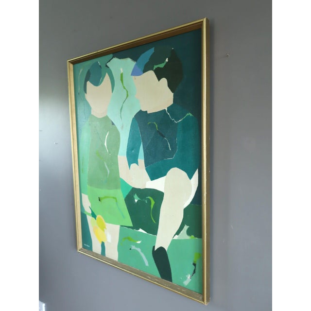 Mid-Century Modern 'Between Us' Abstract Figurative Oil Painting by Swedish Painter Hans Osswald (1919-1983), Framed For Sale - Image 4 of 12