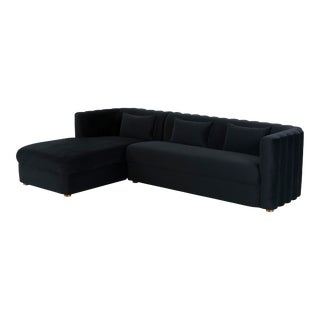 Callie Black Velvet Sectional, Left Arm Facing For Sale