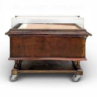 Wooden and Acrylic Glass Serving Trolley For Sale