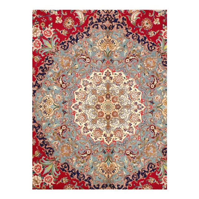 This is a 70 Raj super fine Tabriz rug . During the great revival of rug weaving in the nineteenth century Tabriz still...