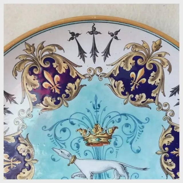 An Antique French Faience, Majolica Charger. The Charger is from the region of the Château at Blois, a royal residence and...