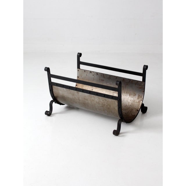 Vintage Iron and Steel Fireplace Log Holder For Sale - Image 4 of 17