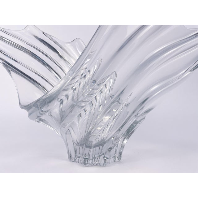Mid 20th Century Large Art Vannes France Sculptural Crystal Centerpiece Bowl, Mid-Century For Sale - Image 5 of 9