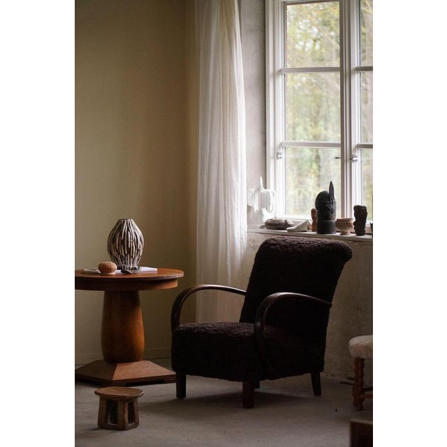 Wood Set of Mid-Century Danish Modern Lounge Chairs in Beech & Lambswool, 1940s For Sale - Image 7 of 18