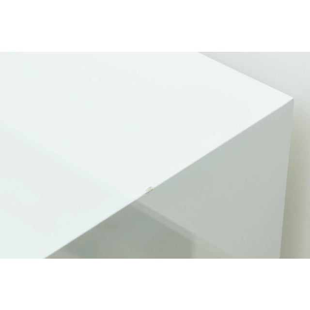 Vintage White Lacquered Over Wood, Chrome, Steel, Glass and Lucite Floating Desk Custom 70's For Sale In Miami - Image 6 of 10