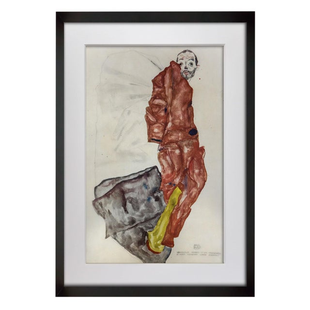 Egon Schiele Lithograph Signed Dated #‘Ed Lt. Ed. "Self Portrait as Prisoner" For Sale