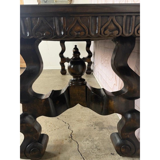 Spanish Revival Hand-Carved Walnut Console Table, Circa 1920-1940 For Sale - Image 9 of 18