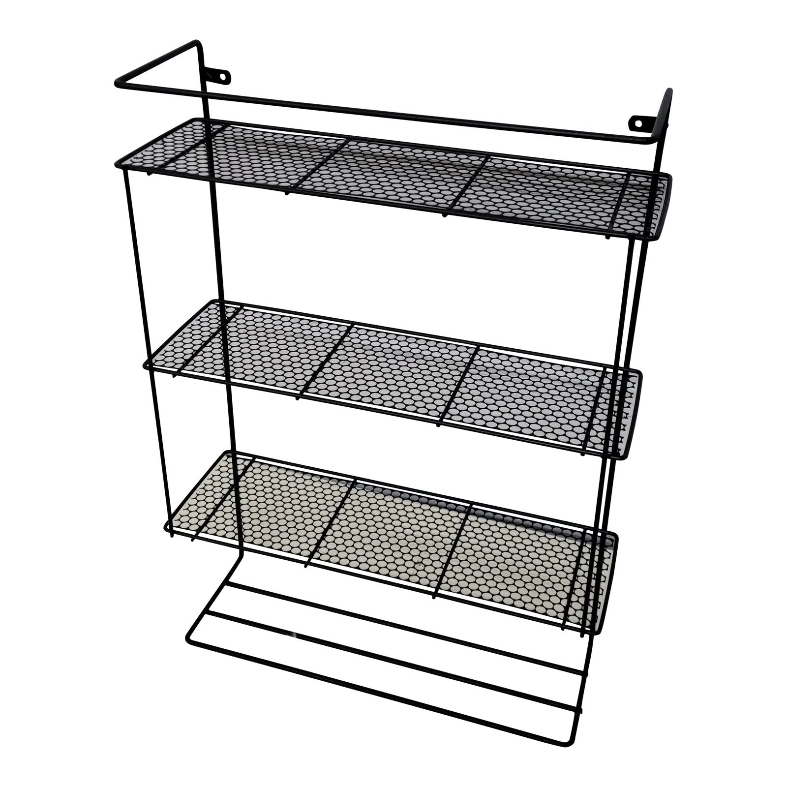 1960s Vintage Black Wire Metal Wall Shelf Mategot Richard Galef